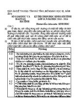 Kỳ thi chọn học sinh giỏi Sinh học 10 (Có đáp án) - Năm học 2013-2014 - Sở GD & ĐT Hà Tĩnh